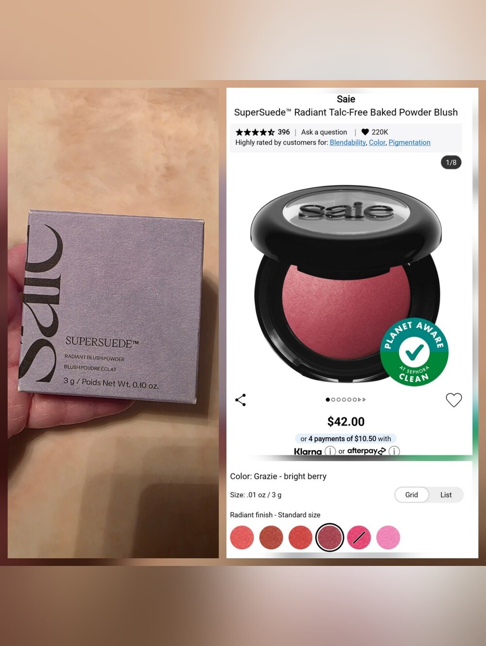 Saie Supersuede Radiant Blush Grazie
